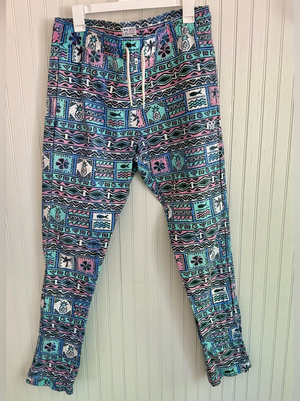 Men's Patterned Long Board Shorts Size L Aztec Print Surf Pants